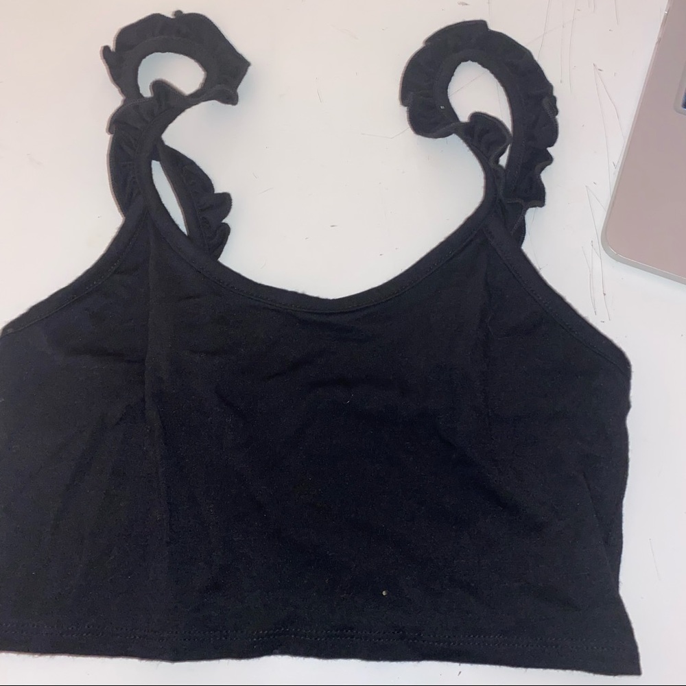Emma & Sam ruffle strap crop top
